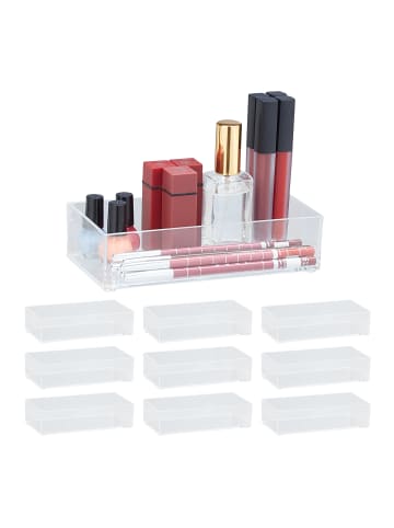 relaxdays 10 x Schubladenorganizer in Transparent - (B)19 x (H)5 x (T)9,5 cm