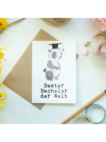 Mr. & Mrs. Panda Grußkarte Panda Bester Bachelor der Welt mit Sp... in Weiß