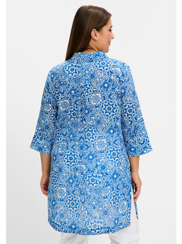 sheego Hemdbluse in kobalt-gemustert