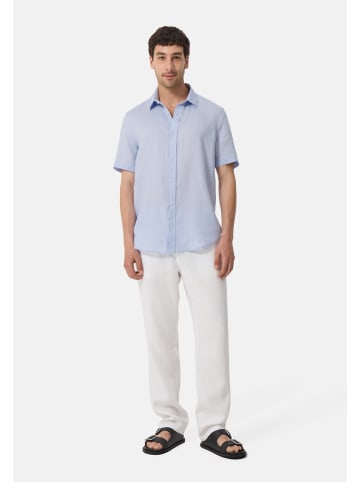 CASH-MERE.CH Leinen Hemd Kurzarm in Blau