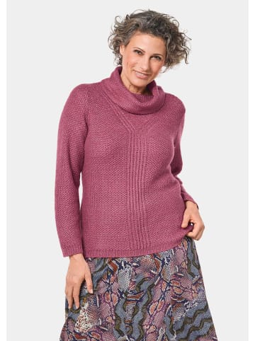 GOLDNER Strickpullover Strickpullover mit interessanter Struktur und Glitzergarn in brombeere