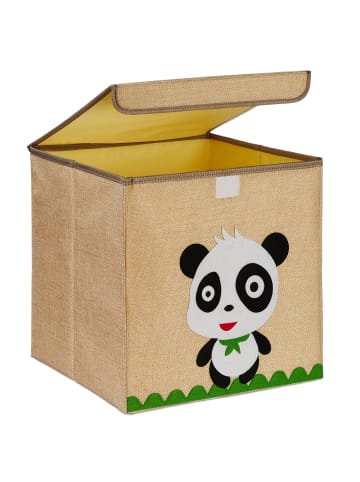 relaxdays Kinder-Aufbewahrungsbox "Panda" in Beige/ Weiß - (B)33 x (H)33 x (T)33 cm