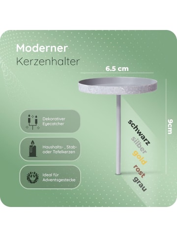 Novaliv 4X Kerzenpick Flach 6,5 cm GRAU Kerzenhalter für Adventskranz Kerzenpi in Grau