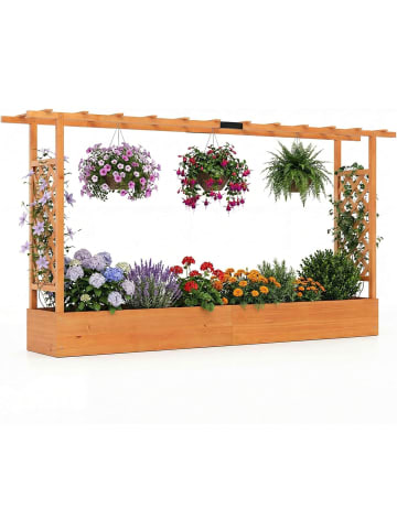 COSTWAY Blumenkasten mit Rankgitter 220x35x114 cm in Orange