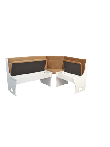 möbel-direkt Eckbank 125x165 cm Truheneckbank in weiß/beige