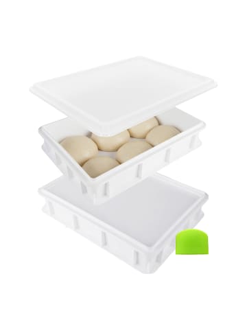 relaxdays 2 x Pizzaballenbox in Weiß - (B)40 x (H)7 x (T)30 cm