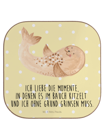 Mr. & Mrs. Panda Tischschoner Robbe Liegen mit Spruch in Gelb Pastell