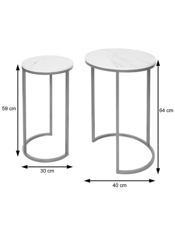 MCW 2er-Set Beistelltisch K46, Weiß-schwarz