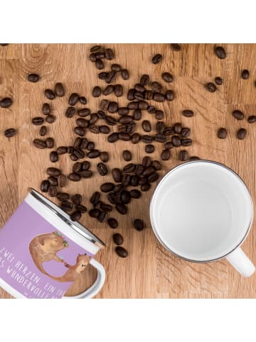 Mr. & Mrs. Panda Kaffeepott Brautpaar Herzen mit Spruch in Lavendeltraum