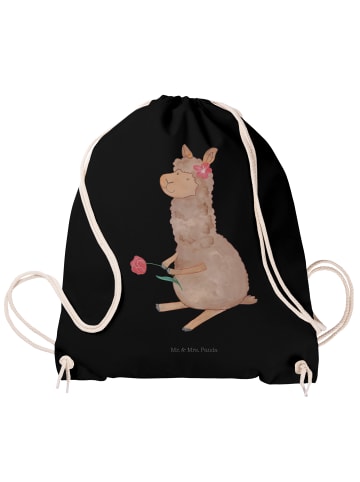 Mr. & Mrs. Panda Stoffbeutel Alpaka Blume ohne Spruch in Schwarz