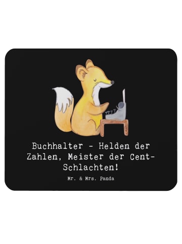 Mr. & Mrs. Panda Mouse Pad Buchhalter Helden mit Spruch in Schwarz