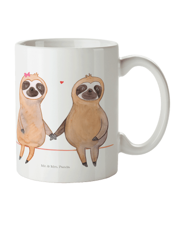 Mr. & Mrs. Panda Kindertasse Faultier Pärchen ohne Spruch in Weiß