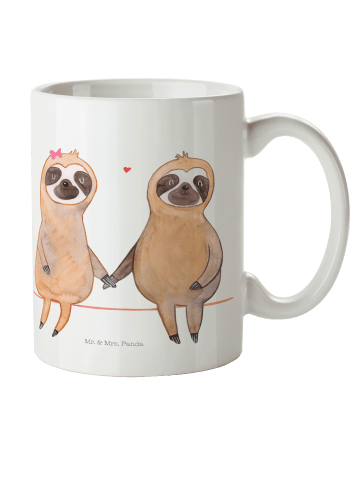 Mr. & Mrs. Panda Trinkbecher Faultier Pärchen ohne Spruch in Weiß