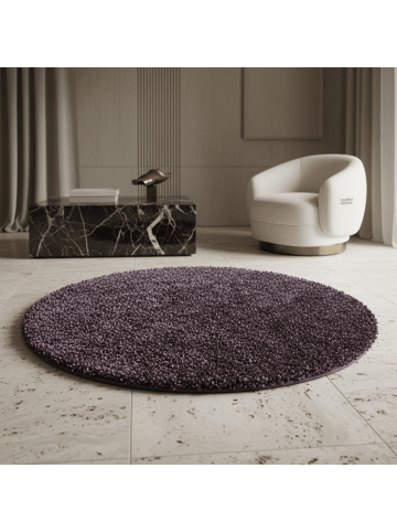 KADIMA DESIGN Teppich Hochflor Shaggy Waschbar Einfarbig SPREE Strapazierfähig in VIOLETT