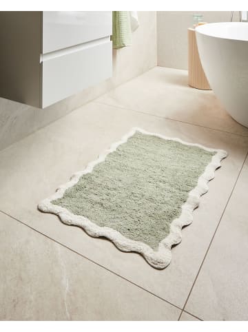 Beliani Badematte NANGAL in Grün/Beige - (W) 60 x (L) 90 cm