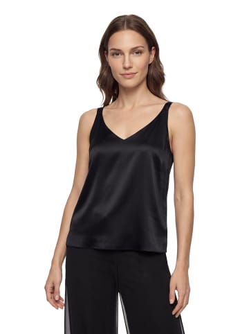 Vera Mont Satin-Bluse mit V-Ausschnitt in Schwarz