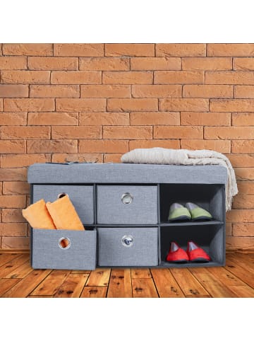relaxdays Sitzbank in Grau - (B)76 x (H)39 x (T)38 cm