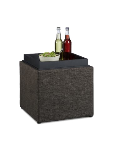 relaxdays Sitzhocker in Braun - (B)40,5 x (H)42x (T)40,5 cm