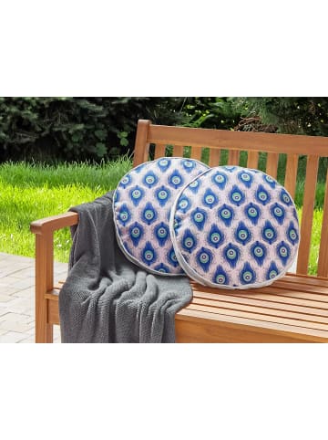 Beliani 2er-Set Gartenkissen CERIANA in Blau/Rosa