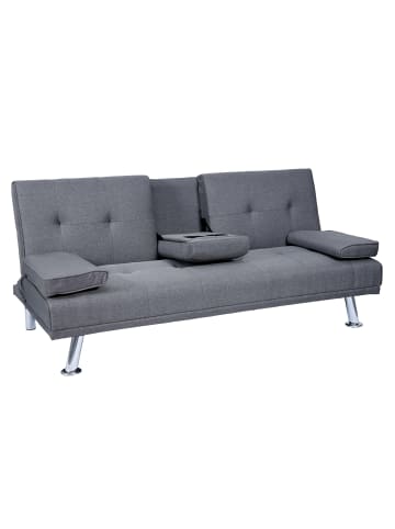 MCW 3er-Sofa F60 mit Tassenhalter, Textil, dunkelgrau