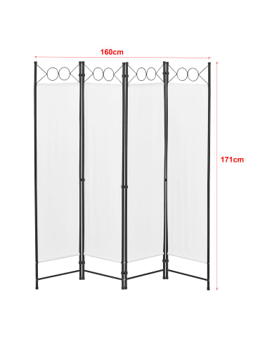 en.casa Raumteiler Saragossa 4-teilig in Weiß (H)171cm (B)160cm