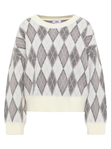 myMo Damen Strickpullover in Wollweiss Mehrfarbig