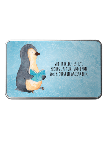 Mr. & Mrs. Panda Aufbewahrungsbox Pinguin Buch mit Spruch in Eisblau