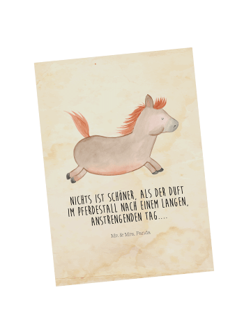 Mr. & Mrs. Panda Ansichtskarte Pferd Springen mit Spruch in Vintage