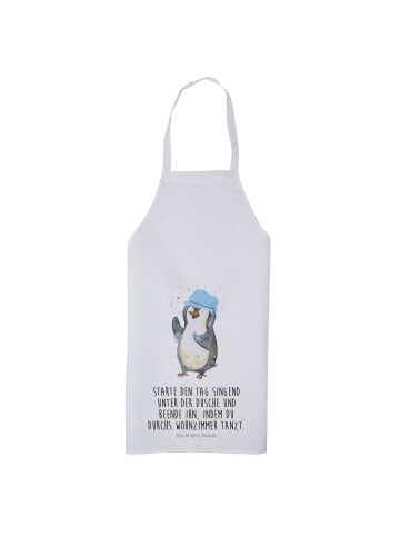 Mr. & Mrs. Panda Kochschürze Pinguin Duschen mit Spruch in Weiß