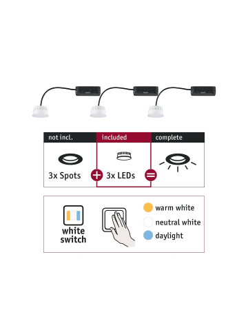 paulmann LED Modul Einbauleuchte Choose 3er-Set White Switch F