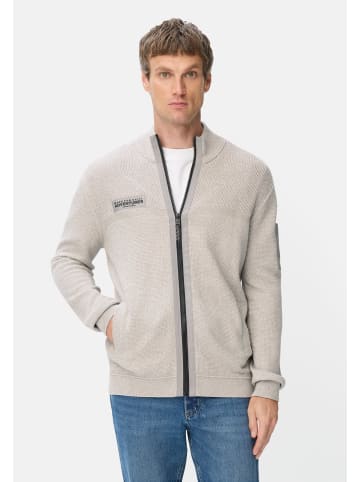 Camel Active Strickjacke mit Kontrastdetails und Stehkragen in Grau