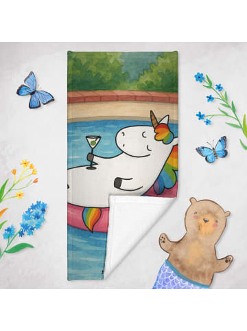 Mr. & Mrs. Panda Strandtuch Einhorn Blümchentail Design ohne Spruch in Weiß