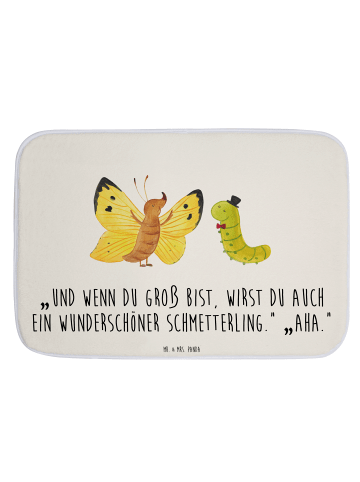 Mr. & Mrs. Panda Badematte Raupe Schmetterling mit Spruch in Weiß