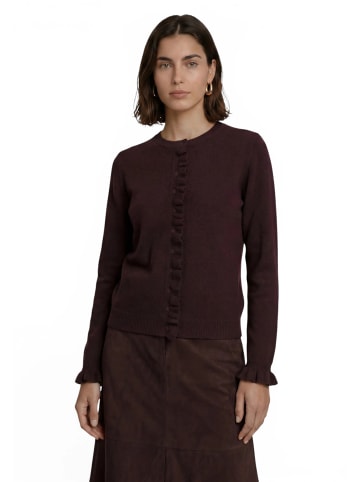 Zero  Strick-Cardigan mit Rüschen in Dark Brown Melange