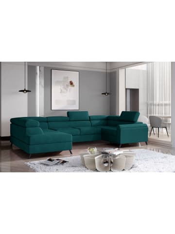 MF Design Esco Recamiere Links in Grün -  (L) 200 x (B) 336 x (H) 92 cm