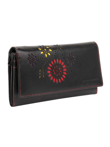 Bruno Banani Geldbörse Flowerpower echt Leder in schwarz