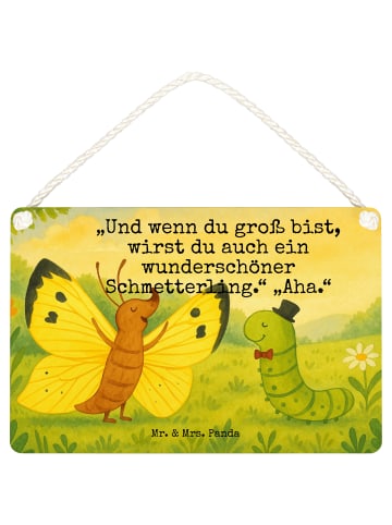 Mr. & Mrs. Panda Schild Raupe Schmetterling Design mit Spruch in Weiß