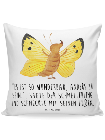 Mr. & Mrs. Panda Kopfkissen Schmetterling Zitronenfalter mit Spruch in Weiß