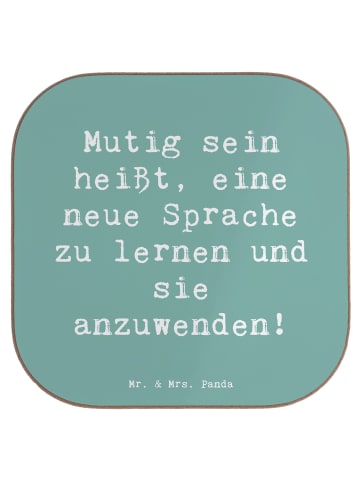 Mr. & Mrs. Panda Quadratischer Untersetzer Spruch Sprachen Lerne... in Meeresbrise