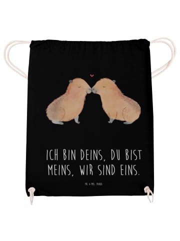 Mr. & Mrs. Panda Beutel Capybara Liebe mit Spruch in Schwarz