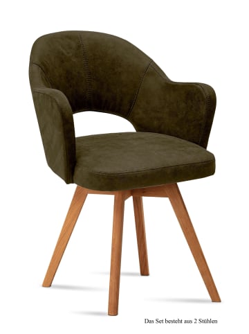 58 aufm Kessel ARMLEHNSTUHL (2er-Set) Dolly 59x87x61 Eiche geölt/Khaki