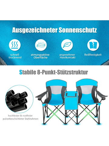 COSTWAY 2-Sitzer Campingstuhl in Blau