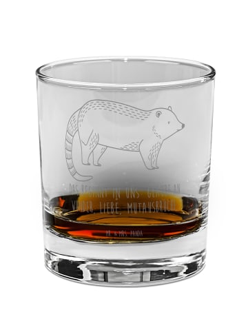 Mr. & Mrs. Panda Tumbler Glas Nasenbär mit Spruch in Transparent