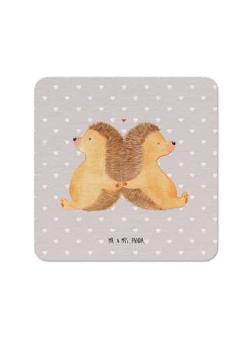 Mr. & Mrs. Panda Bierdeckel Igel händchenhaltend ohne Spruch in Grau Pastell