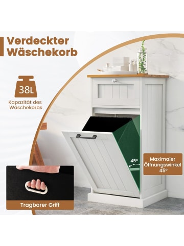 COSTWAY Wäscheschrank mit Wäschekorb 40 x 37 x 82 cm in Weiß