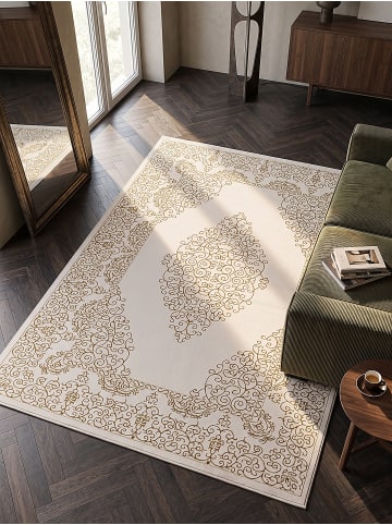 KADIMA DESIGN ERESMA Kurzflorteppich Creme 240x340 Orientalisch Polyester Wohnraum in Creme