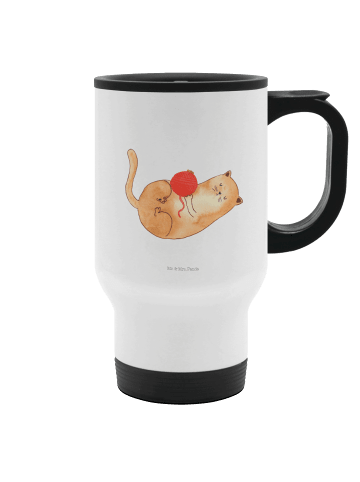 Mr. & Mrs. Panda To-Go-Becher Katze Wolle ohne Spruch in Weiß