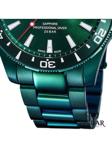 Jaguar Analog-Armbanduhr Jaguar Pro Diver grün groß (ca. 43,5mm)