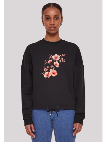 F4NT4STIC Oversize Sweatshirt Rosa Blumenzweig 3D in schwarz