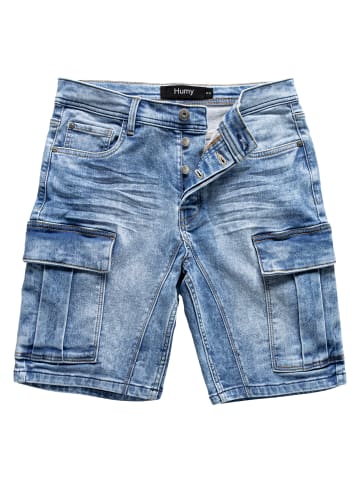 Humy Stretch Denim Shorts im Cargostyle mit Knopfleiste A&S in Hellblau